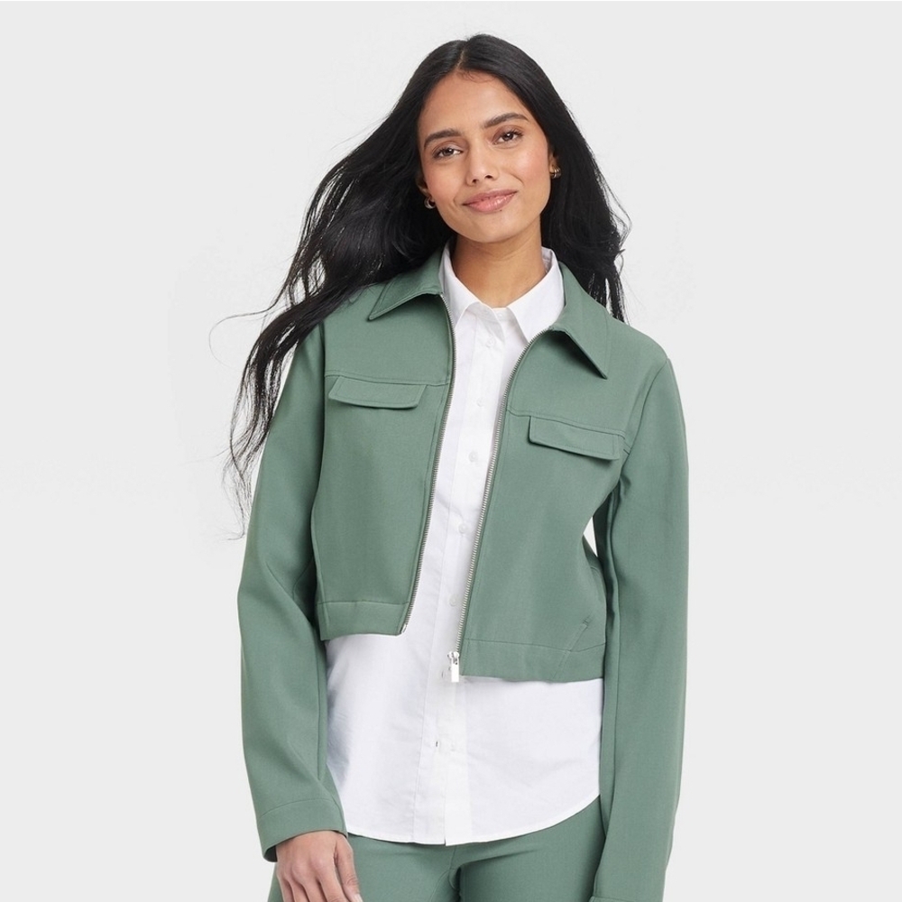 a new day Women's Green Cropped Blazer